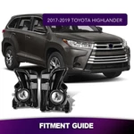 Fog Lights For 17-19 Toyota Highlander Bumper Clear Glass Lens Wiring Kit Switch. Fixed Price $54.99.