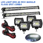 2X 22"INCH 1200W Led Light Bar Combo + 4X4"PODS Offroad Wiring Kit For Jeep Suv. Fixed Price $66.99.