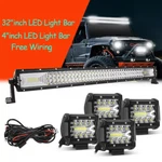 Offroad 4"/32"INCH Led Work Light Bar Combo Kit For Jeep Truck Suv Atv With Wire. Fixed Price $63.64.