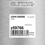 Z59766 Label Fits John Deere (surplus Open Box). Fixed Price $369.98.