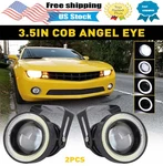 2PCS 3.5" Led Projector Fog Lights Cob Angel Eyes Halo Ring Drl Glass Lens 6000K. Fixed Price $18.99.