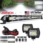 22"INCH 1200W Led Light Bar Combo + 2X 4"PODS Offroad Wiring Kit For Jeep Suv. Fixed Price $35.99.