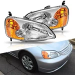 For 01-03 Honda Civic 2/4DR Jdm Headlight Lamps Pairs Left Right Chrome Clear. Fixed Price $8.54.