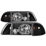 Ford Mustang 87-93 Headlights Driver & Passenger Side Black Euro. Fixed Price $128.51.