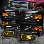 For 2014-2015 Chevy Silverado 1500 Led Black Amber Lens Headlights+fog Lamps Kit. Fixed Price $218.76.