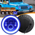 Dot 7" Round Led Headlight Hi/lo Blue Halo Drl Beam For Jeep Wrangler Jk Lj Tj. Fixed Price $27.27.